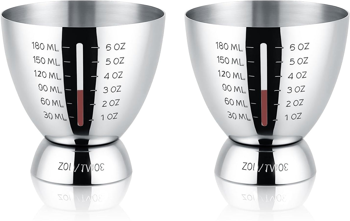Stainless Steel Cocktail Jigger with OZ&ML Markings, 1–6oz