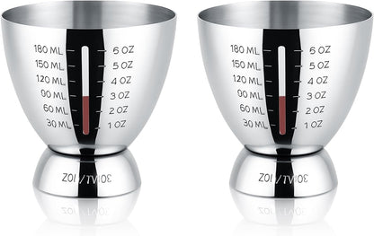 Stainless Steel Cocktail Jigger with OZ&ML Markings, 1–6oz