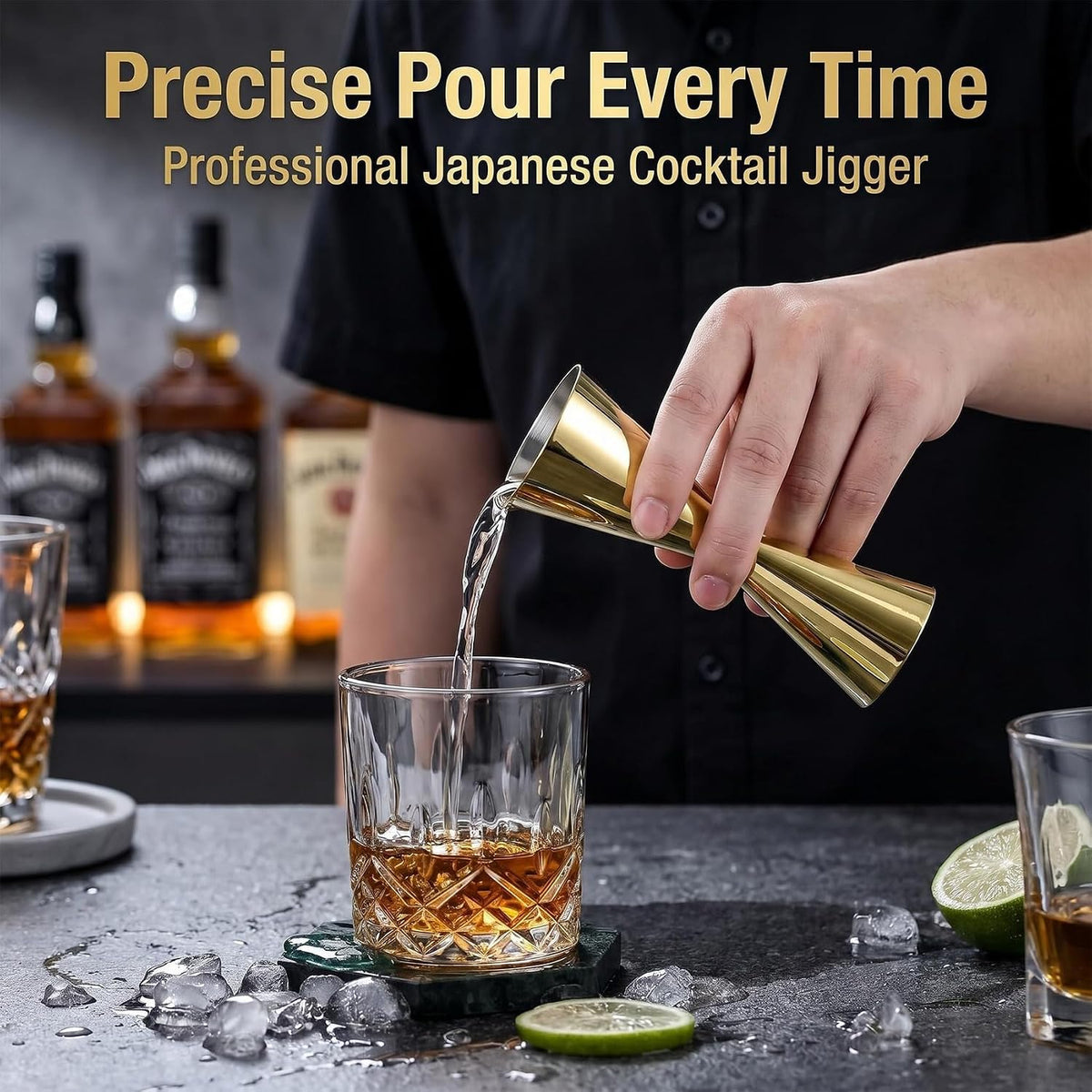 Stainless Steel Cocktail Jigger with OZ&ML Markings, 1–6oz