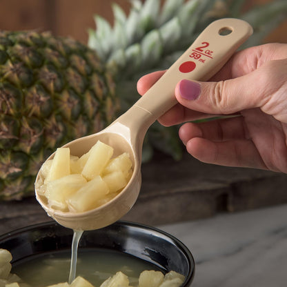 Measure Miser Plastic Perforated Measuring Spoon with Short Handle, 2 Ounces, Beige