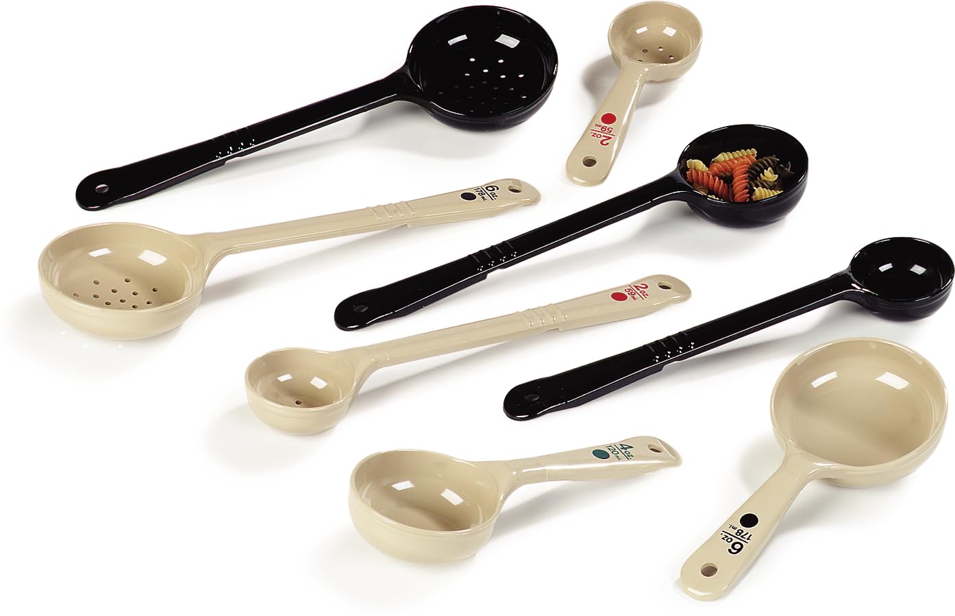 Measure Miser Plastic Perforated Measuring Spoon with Short Handle, 2 Ounces, Beige