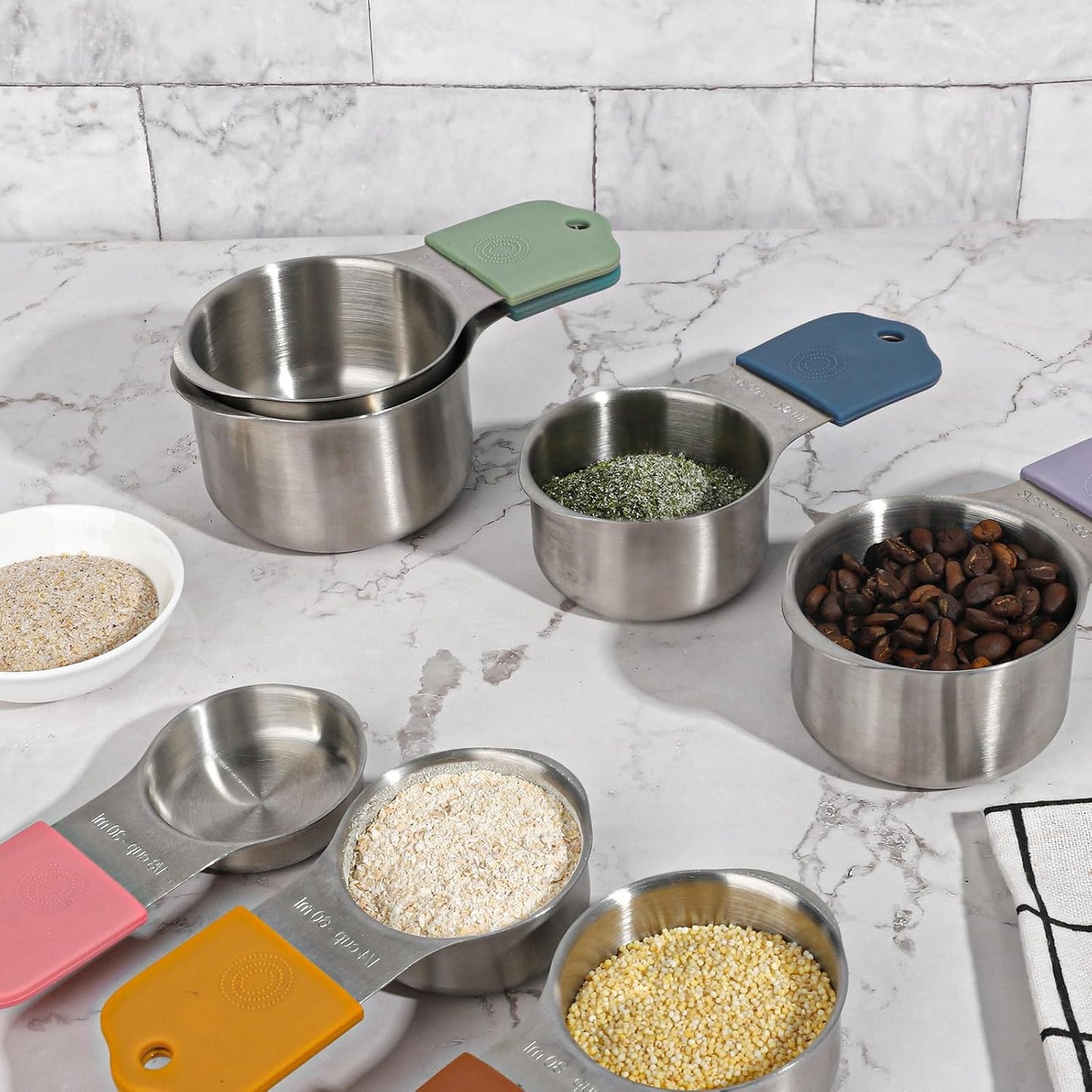 Magnetic Measuring Set of 7 Stainless Steel Magnetic Measuring Cups Set | for Dry Liquid Ingredients