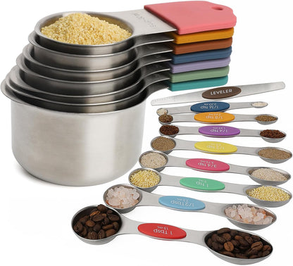 Magnetic Measuring Set of 7 Stainless Steel Magnetic Measuring Cups Set | for Dry Liquid Ingredients