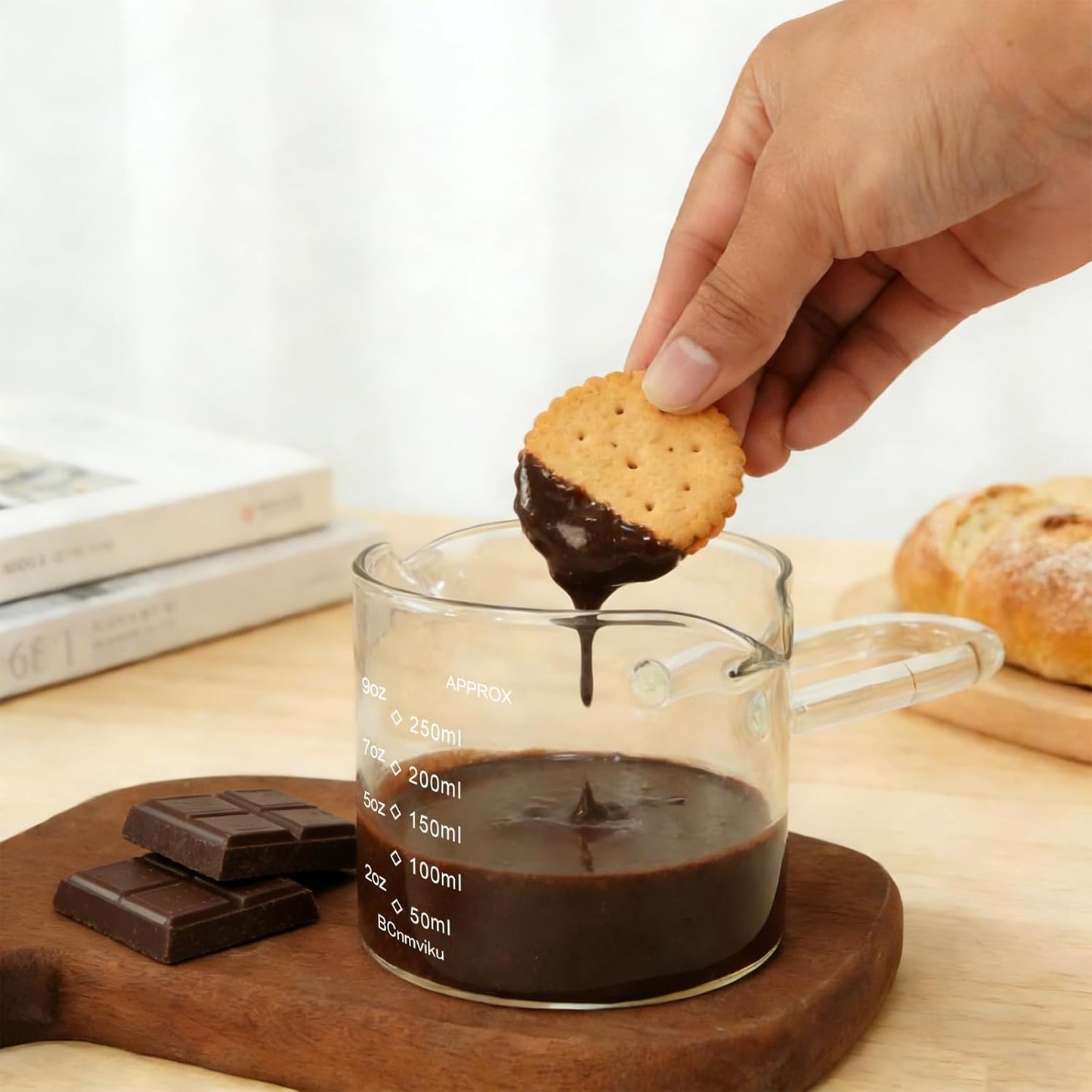 250ML/8.5OZ Espresso Glass Measuring Cup Triple Pitcher Milk Cup Espresso Cups with U-shape Handle Espresso Shot Glass with V-Shaped Mouth Clear Accessories Milk Frothing Pitcher (1)