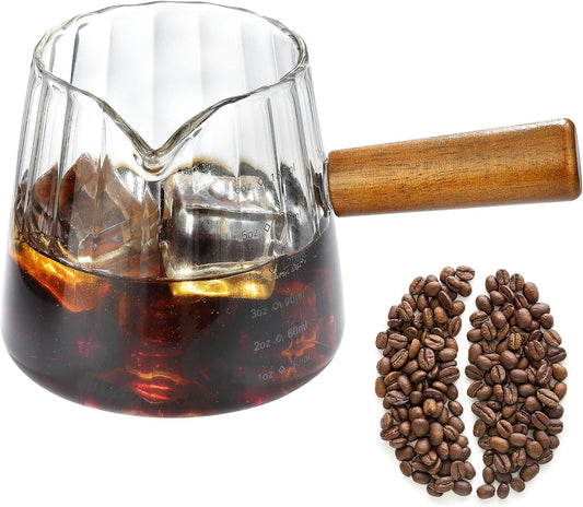 6OZ Espresso Cups, Glass Espresso Shot Measuring Cup with V-Shaped Mouth, Markings in both oz& ml