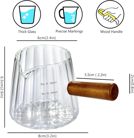 6OZ Espresso Cups, Glass Espresso Shot Measuring Cup with V-Shaped Mouth, Markings in both oz& ml