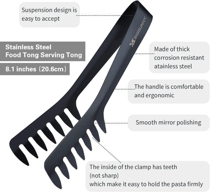 2 Pack Pasta Tong, Stainless Steel Food Tong Serving Tong, Spaghetti Tong