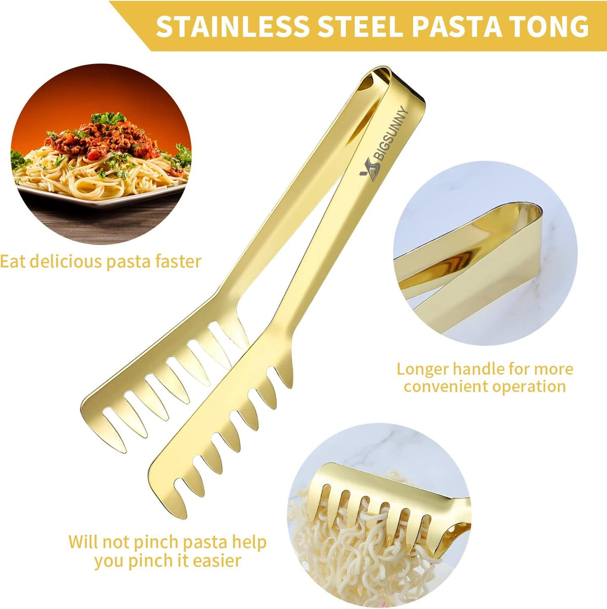 2 Pack Pasta Tong, Stainless Steel Food Tong Serving Tong, Spaghetti Tong