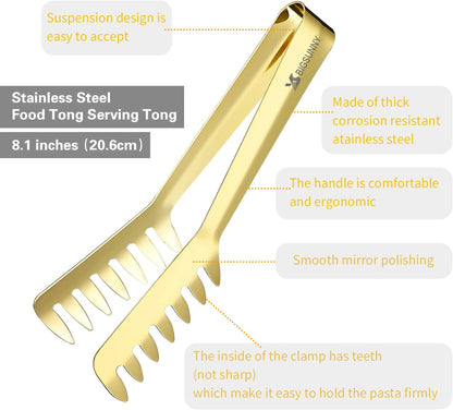2 Pack Pasta Tong, Stainless Steel Food Tong Serving Tong, Spaghetti Tong