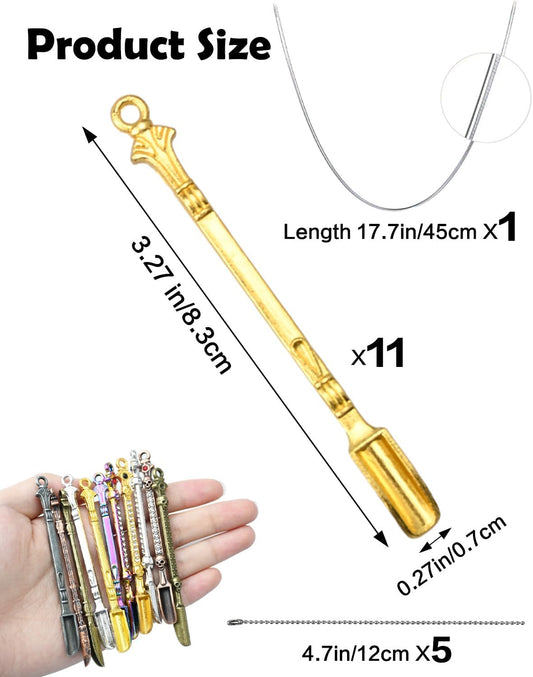 11Pcs Mini Metal Shovel Spoons, Multicolor Tiny Spice Spoon Keychain Charms | Portable Measuring Scoop, Small Alloy Spoons with Keychain and Necklace, Fit for Fit for Spice & DIY Craft Making