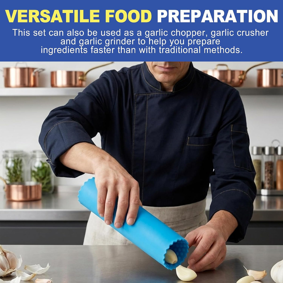 3pcs Silicone Garlic Peeler Tube Roller, Food Grade Garlic Skin Remover Tool, Manual Garlic Peeler Machine for Press Rocker Prep, Pelador de Ajo, Easy Clean Kitchen Gadget