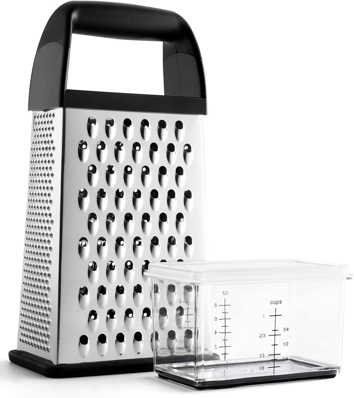 Cheese Grater With Container Box Grater Stainless Steel Kitchen Black