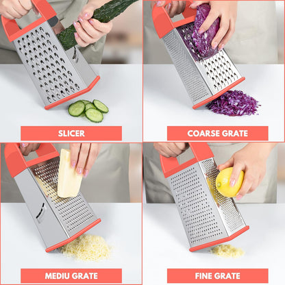 Cheese Grater With Container Box Grater Stainless Steel Kitchen Black