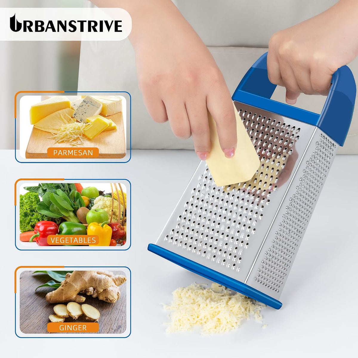 Cheese Grater With Container Box Grater Stainless Steel Kitchen Black