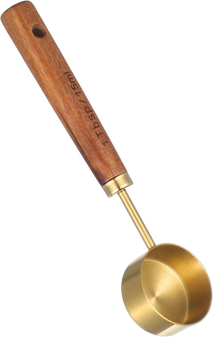 Stainless Steel & Wood 1 Teaspoon Scoop Coffee Measuring Scoop 1Tablespoon Measuring Spoon Perfect for Coffee, Tea, and More