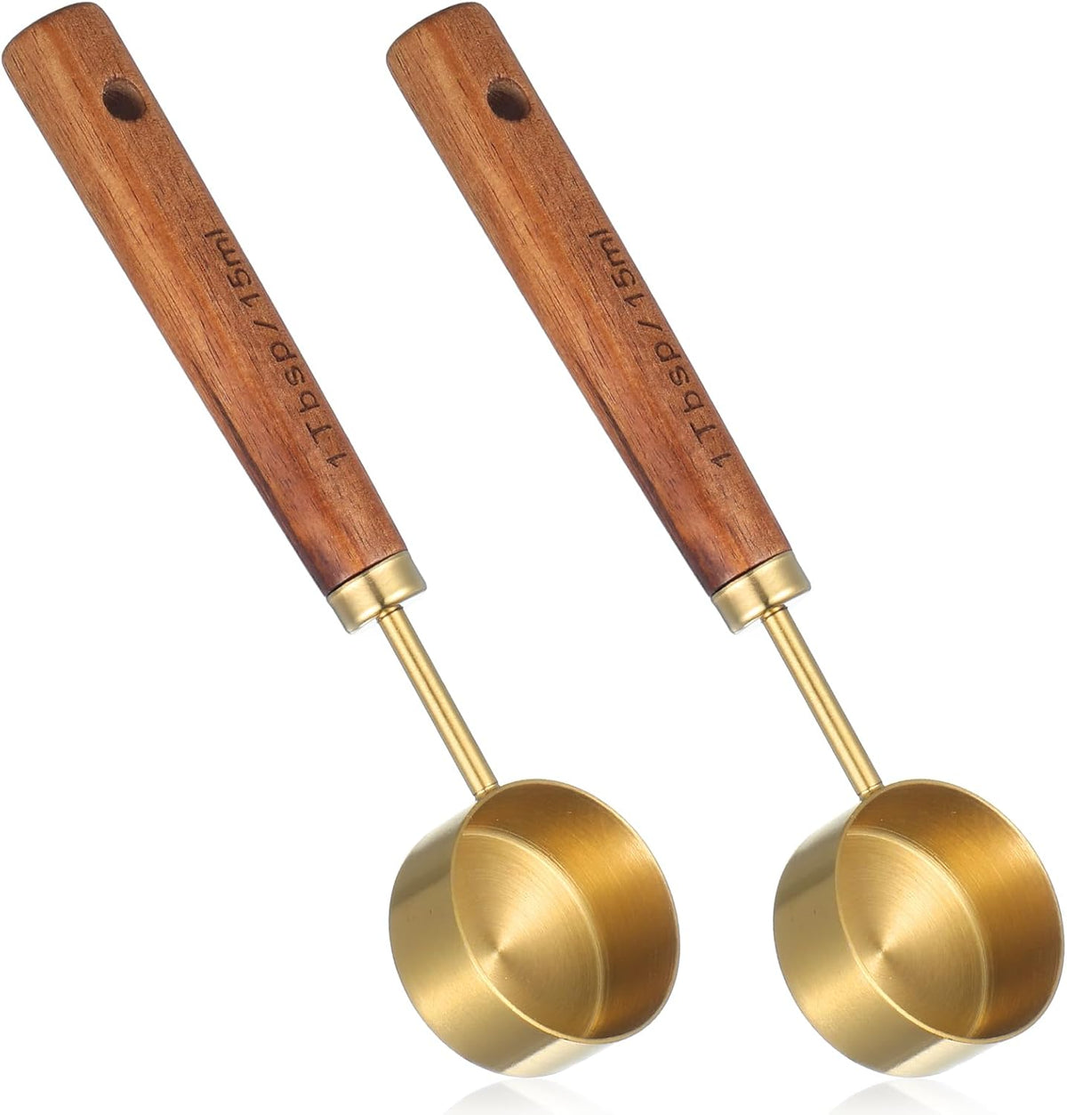 Stainless Steel & Wood 1 Teaspoon Scoop Coffee Measuring Scoop 1Tablespoon Measuring Spoon Perfect for Coffee, Tea, and More