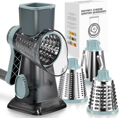 Rotary Cheese Grater, Hand Crank Shredder Slicer