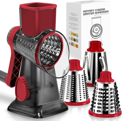 Rotary Cheese Grater, Hand Crank Shredder Slicer