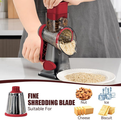 Rotary Cheese Grater, Hand Crank Shredder Slicer