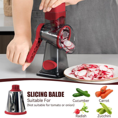 Rotary Cheese Grater, Hand Crank Shredder Slicer