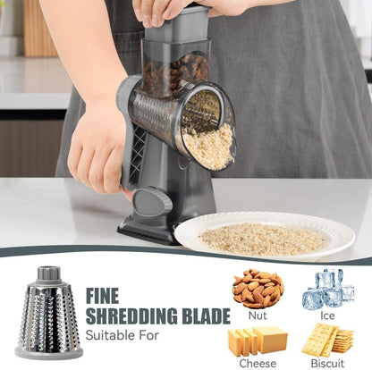 Rotary Cheese Grater, Hand Crank Shredder Slicer