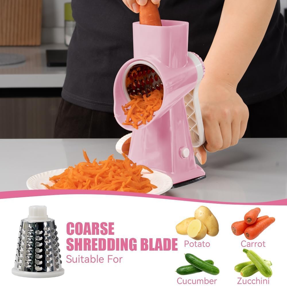 Rotary Cheese Grater, Hand Crank Shredder Slicer