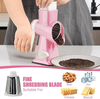 Rotary Cheese Grater, Hand Crank Shredder Slicer