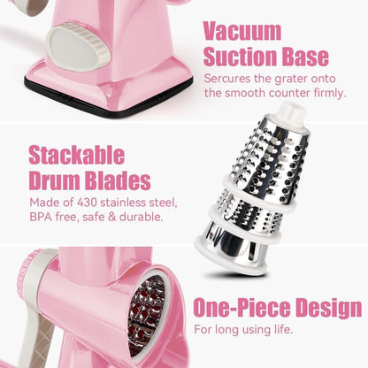 Rotary Cheese Grater, Hand Crank Shredder Slicer