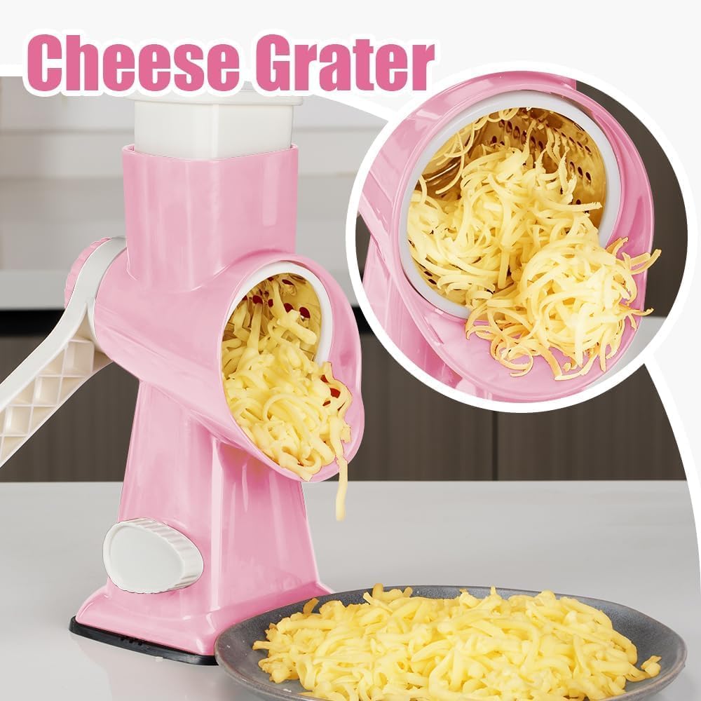 Rotary Cheese Grater, Hand Crank Shredder Slicer