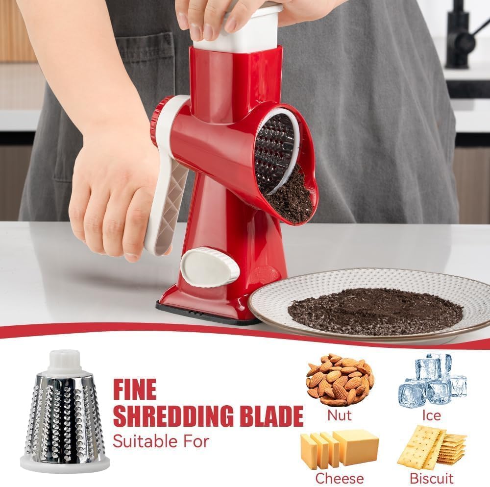 Rotary Cheese Grater, Hand Crank Shredder Slicer