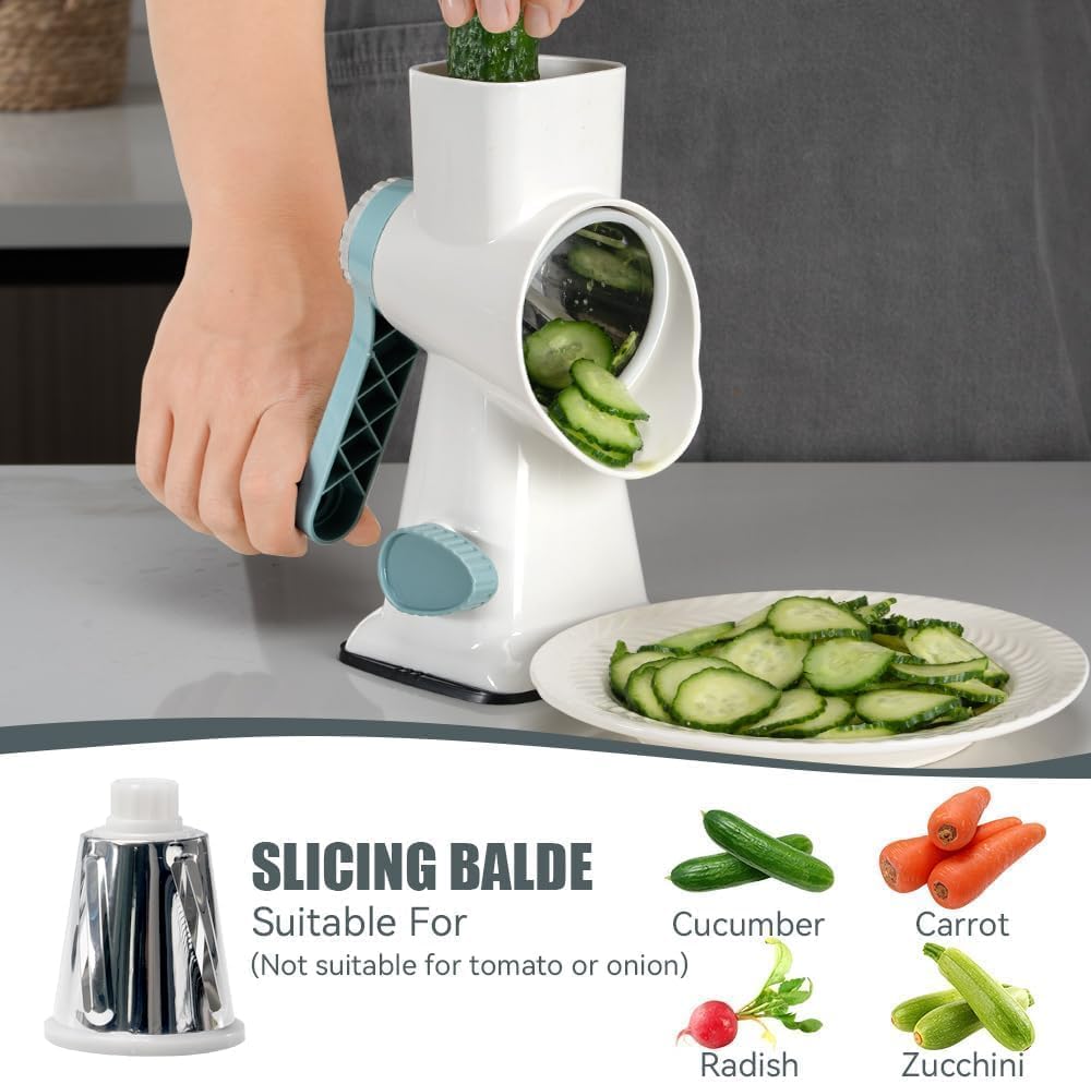 Rotary Cheese Grater, Hand Crank Shredder Slicer