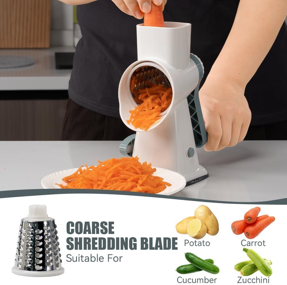 Rotary Cheese Grater, Hand Crank Shredder Slicer