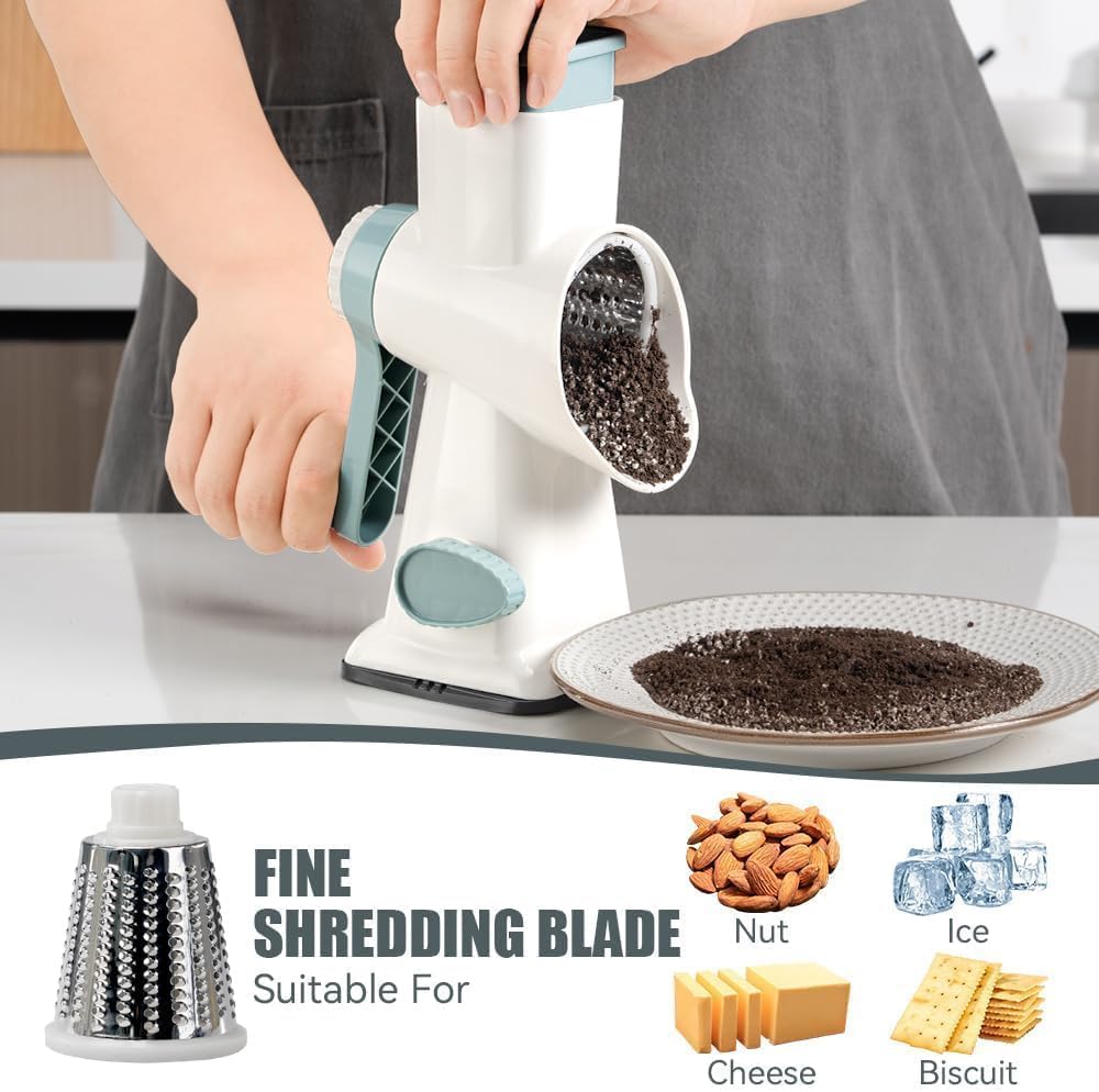 Rotary Cheese Grater, Hand Crank Shredder Slicer