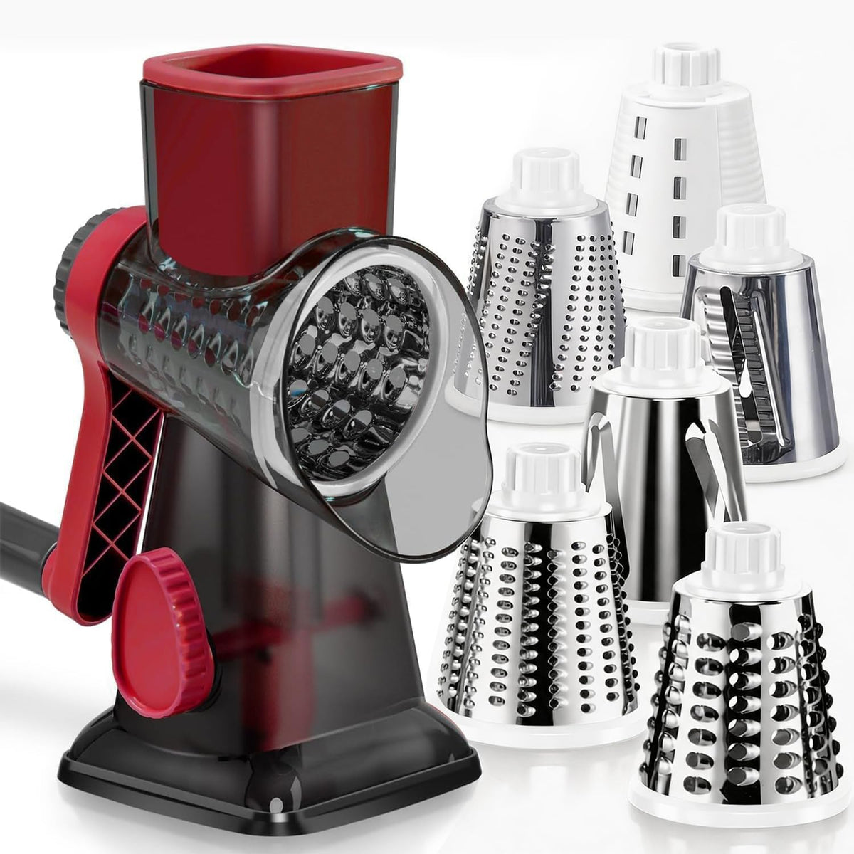 Rotary Cheese Grater, Hand Crank Shredder Slicer