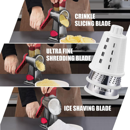 Rotary Cheese Grater, Hand Crank Shredder Slicer