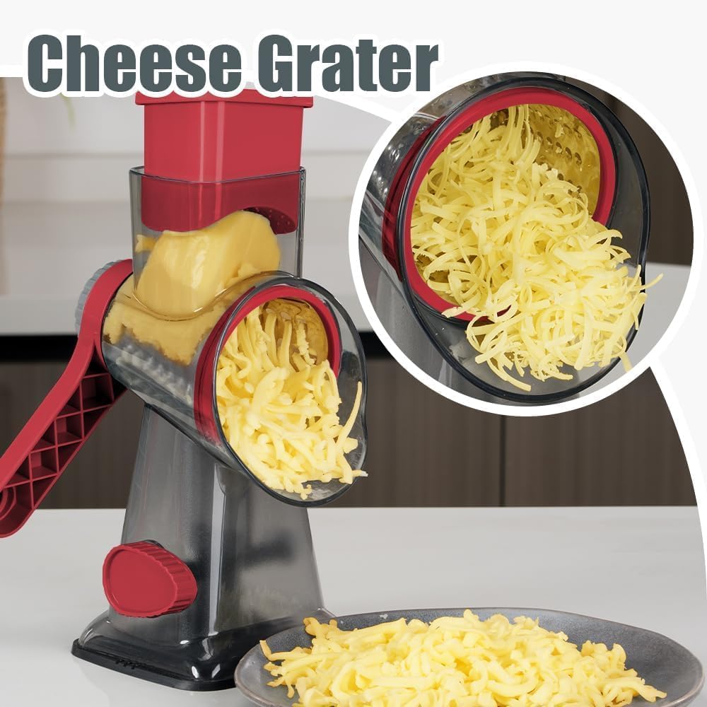 Rotary Cheese Grater, Hand Crank Shredder Slicer