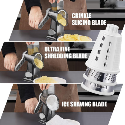 Rotary Cheese Grater, Hand Crank Shredder Slicer