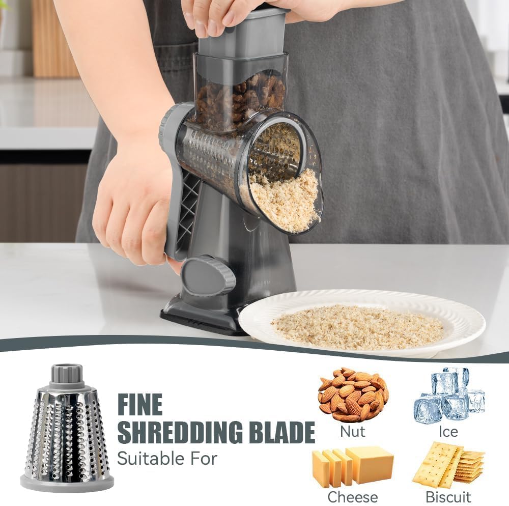 Rotary Cheese Grater, Hand Crank Shredder Slicer