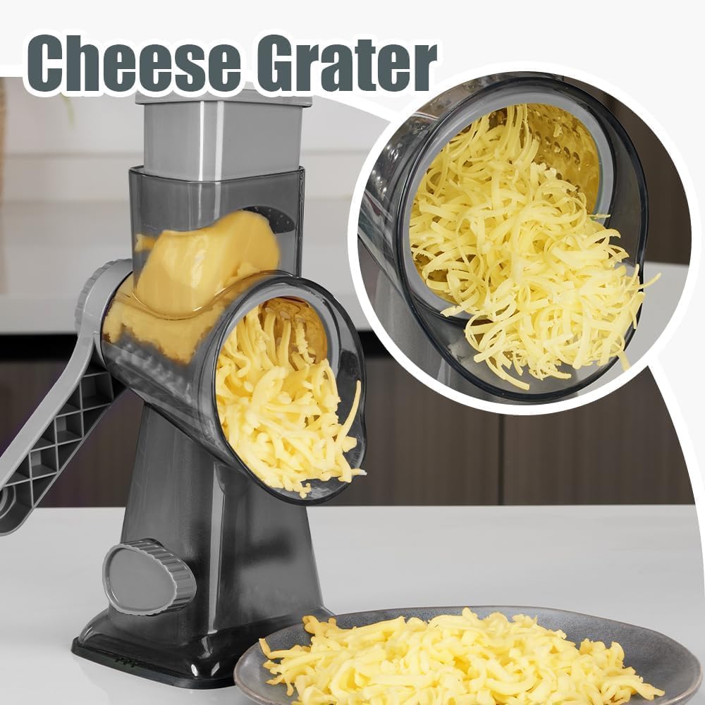 Rotary Cheese Grater, Hand Crank Shredder Slicer