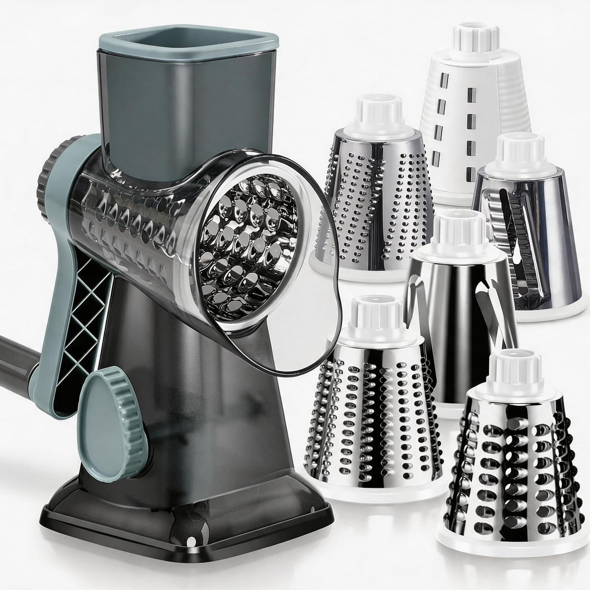 Rotary Cheese Grater, Hand Crank Shredder Slicer