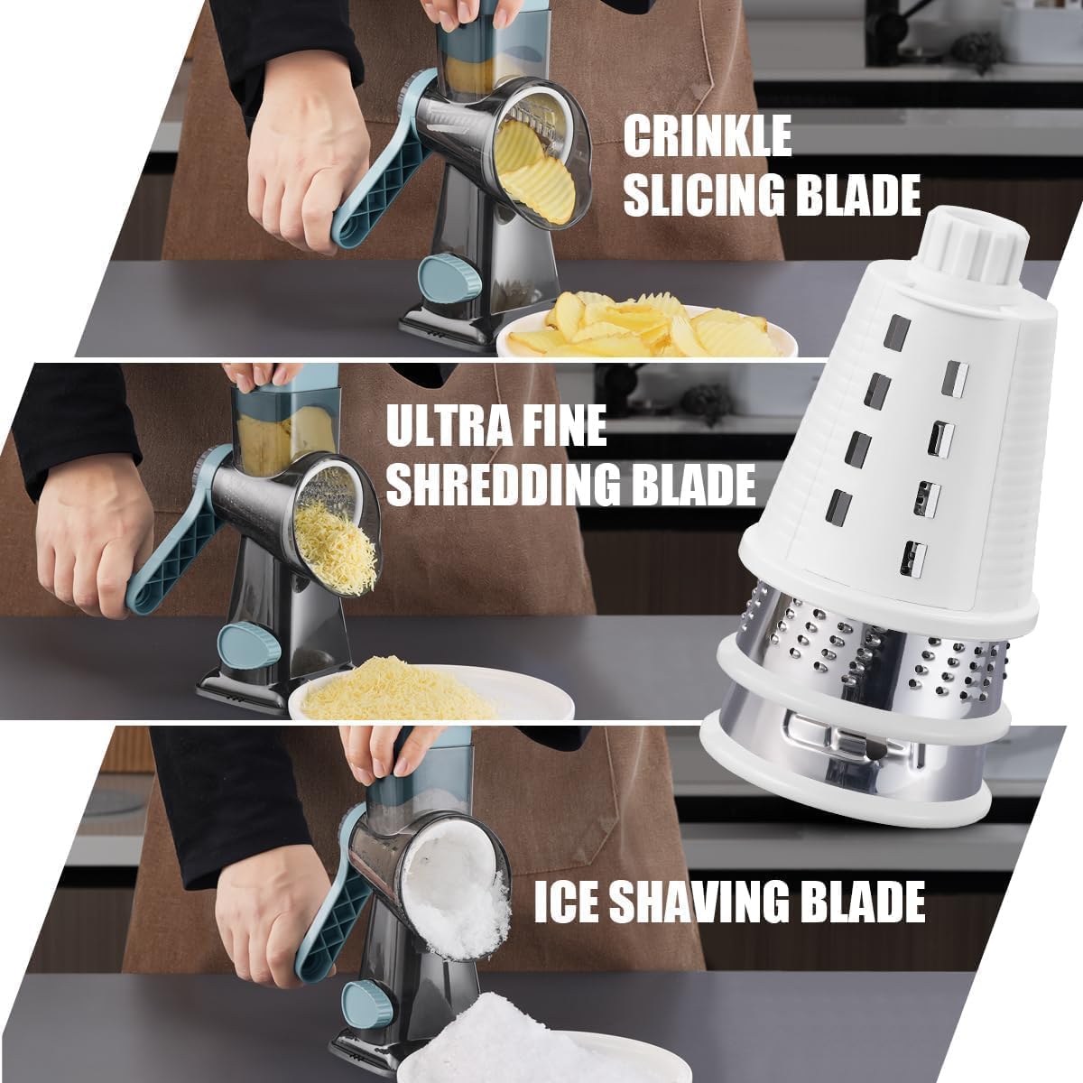 Rotary Cheese Grater, Hand Crank Shredder Slicer