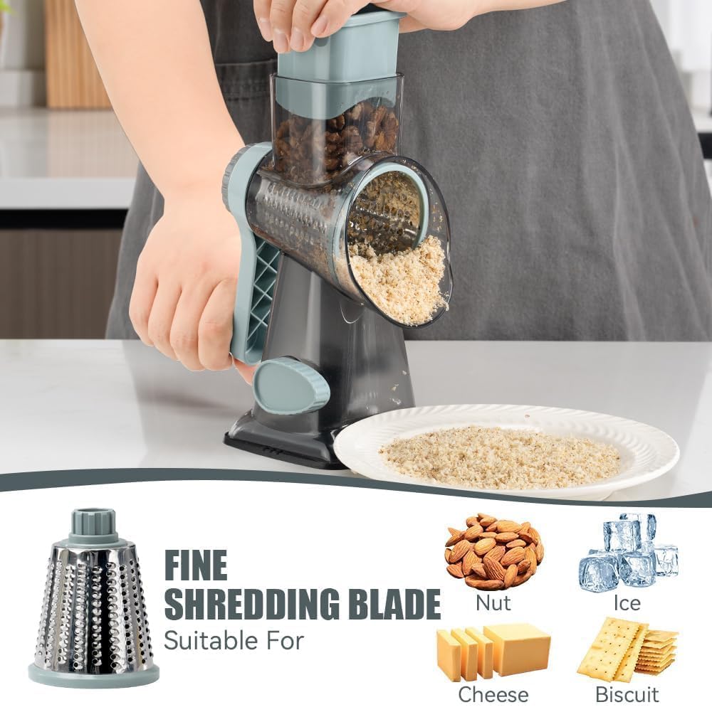 Rotary Cheese Grater, Hand Crank Shredder Slicer