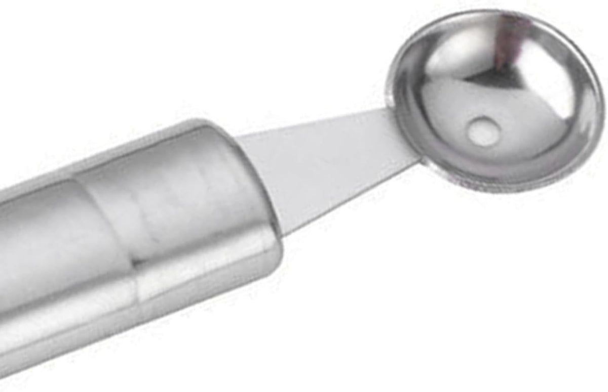 Stainless Steel Double Sided Melon Baller, Fruit Icecream Ball Spoon, Melon Scoop,Comfortable Handle Easy to Clean for Party Home Fruits Cake