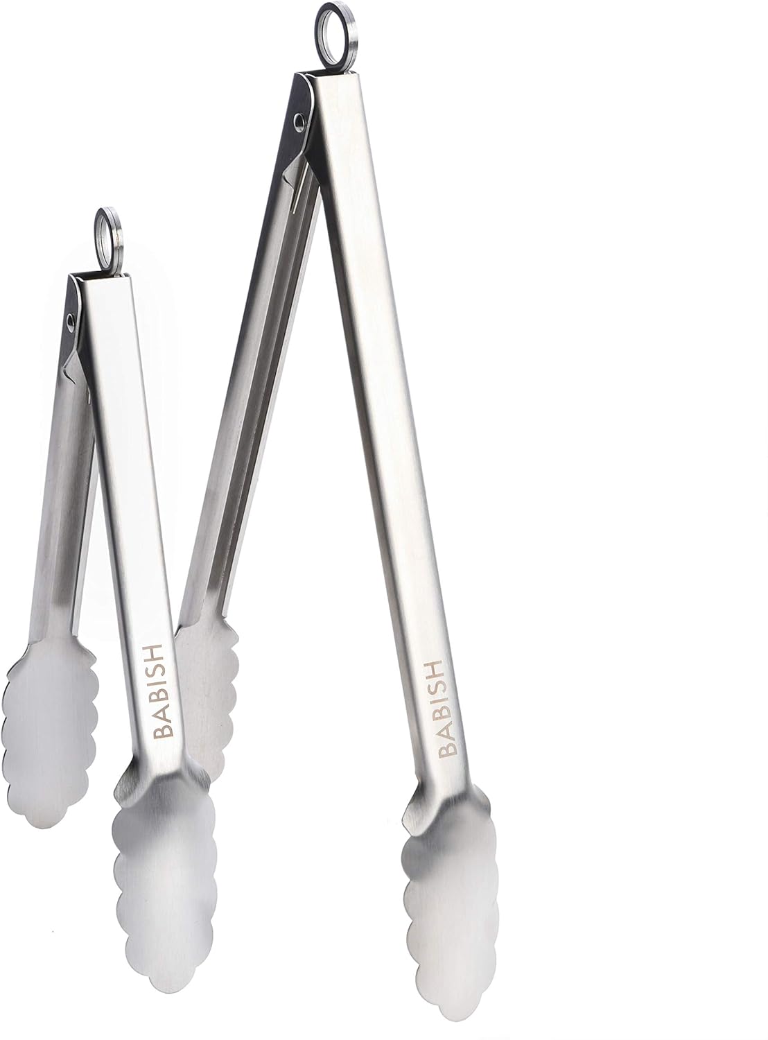 2-Piece Locking Kitchen Tongs Set – 12” & 9” Stainless Steel Cooking Tongs with Non-Slip Grip – Heavy-Duty BBQ, Grilling & Serving Tools