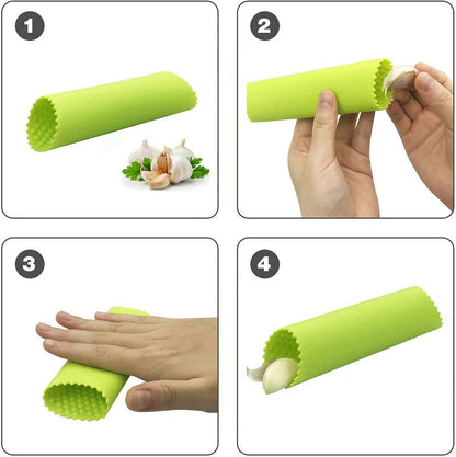 Garlic Press Rocker, Stainless Steel Garlic Mincer Garlic Crusher, Garlic Chooper with Peeler and Scraper Brush, Garlic Press with Ergonomic Handle, Innovative Kitchen Gadgets
