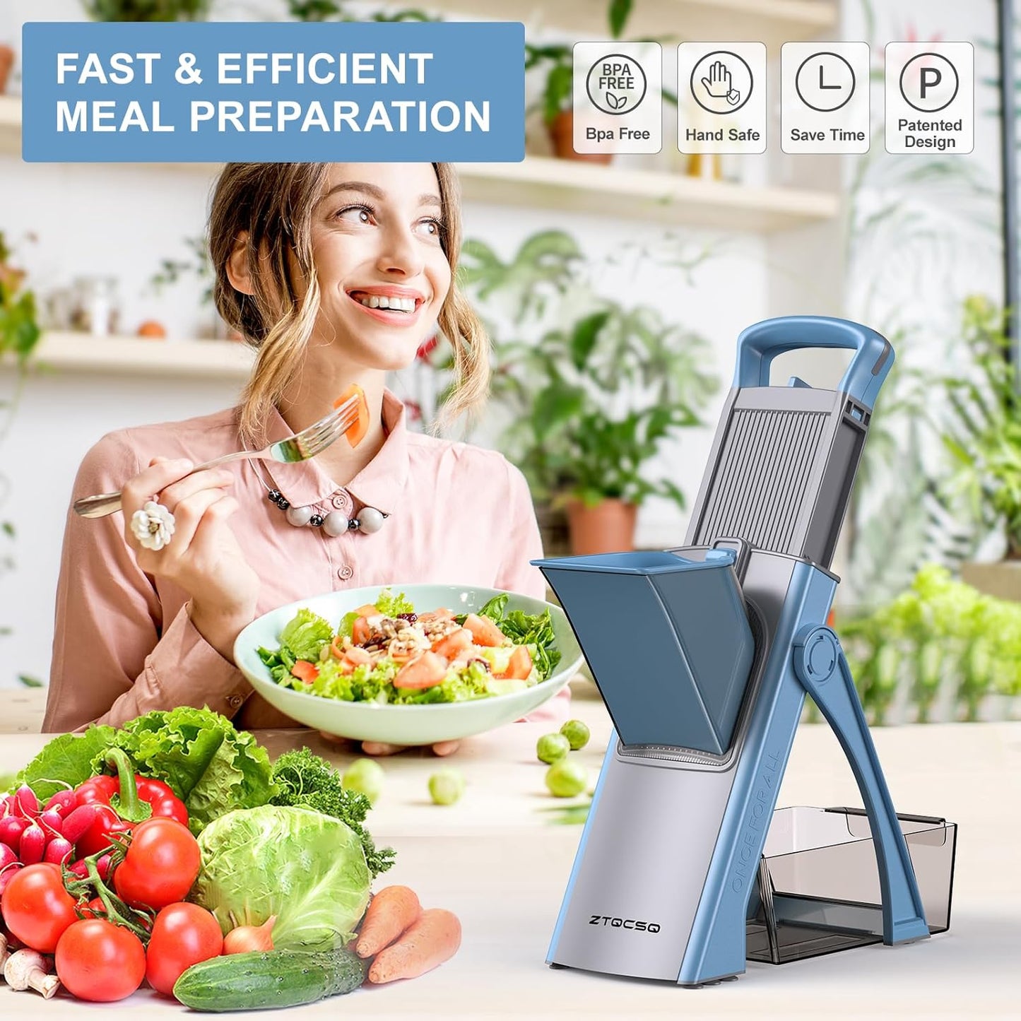 All in 1 Upgraded Version Safe Mandoline Slicer for Kitchen, Veggie Slicer | 0.1-8mm Adjustable Thickness/Potato Slicer/Rapid Prep Mandoline, Bigger Size, Detachable Blade, Cleaning Brush (Black Knight)