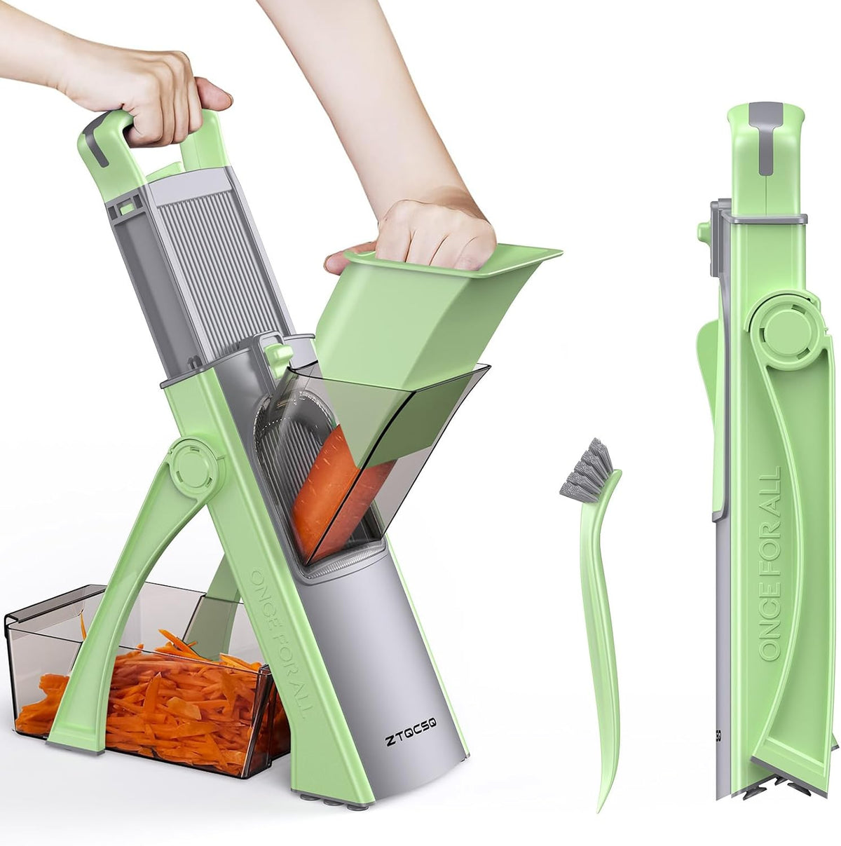 All in 1 Upgraded Version Safe Mandoline Slicer for Kitchen, Veggie Slicer | 0.1-8mm Adjustable Thickness/Potato Slicer/Rapid Prep Mandoline, Bigger Size, Detachable Blade, Cleaning Brush (Black Knight)