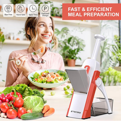 All in 1 Upgraded Version Safe Mandoline Slicer for Kitchen, Veggie Slicer | 0.1-8mm Adjustable Thickness/Potato Slicer/Rapid Prep Mandoline, Bigger Size, Detachable Blade, Cleaning Brush (Black Knight)