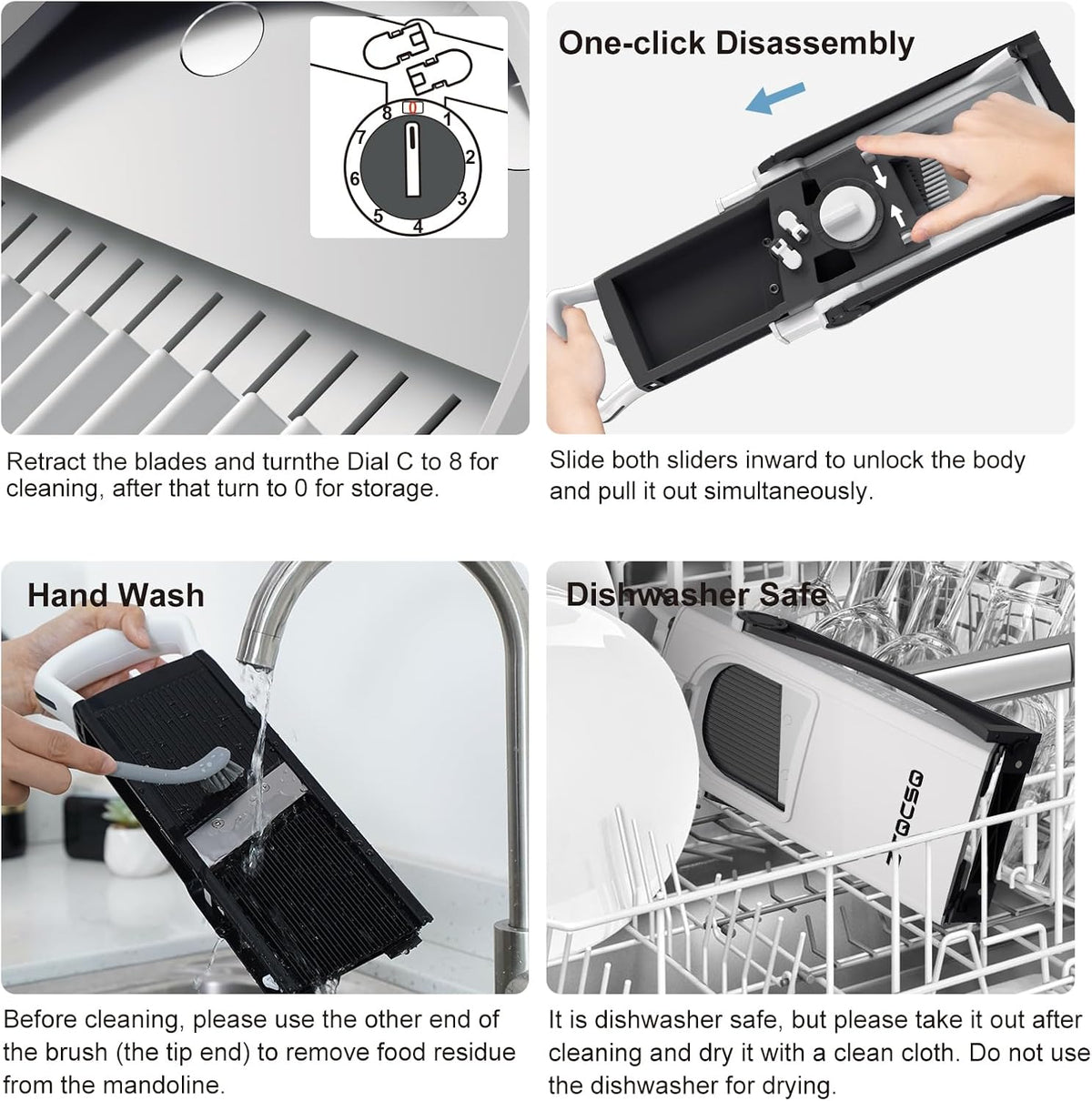 All in 1 Upgraded Version Safe Mandoline Slicer for Kitchen, Veggie Slicer | 0.1-8mm Adjustable Thickness/Potato Slicer/Rapid Prep Mandoline, Bigger Size, Detachable Blade, Cleaning Brush (Black Knight)