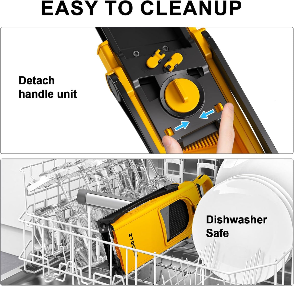 All in 1 Upgraded Version Safe Mandoline Slicer for Kitchen, Veggie Slicer | 0.1-8mm Adjustable Thickness/Potato Slicer/Rapid Prep Mandoline, Bigger Size, Detachable Blade, Cleaning Brush (Black Knight)